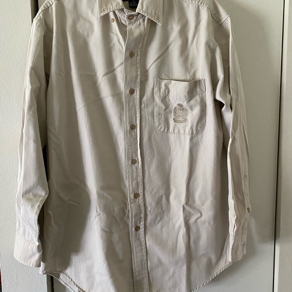 Men's Beige Button-Up Shirt